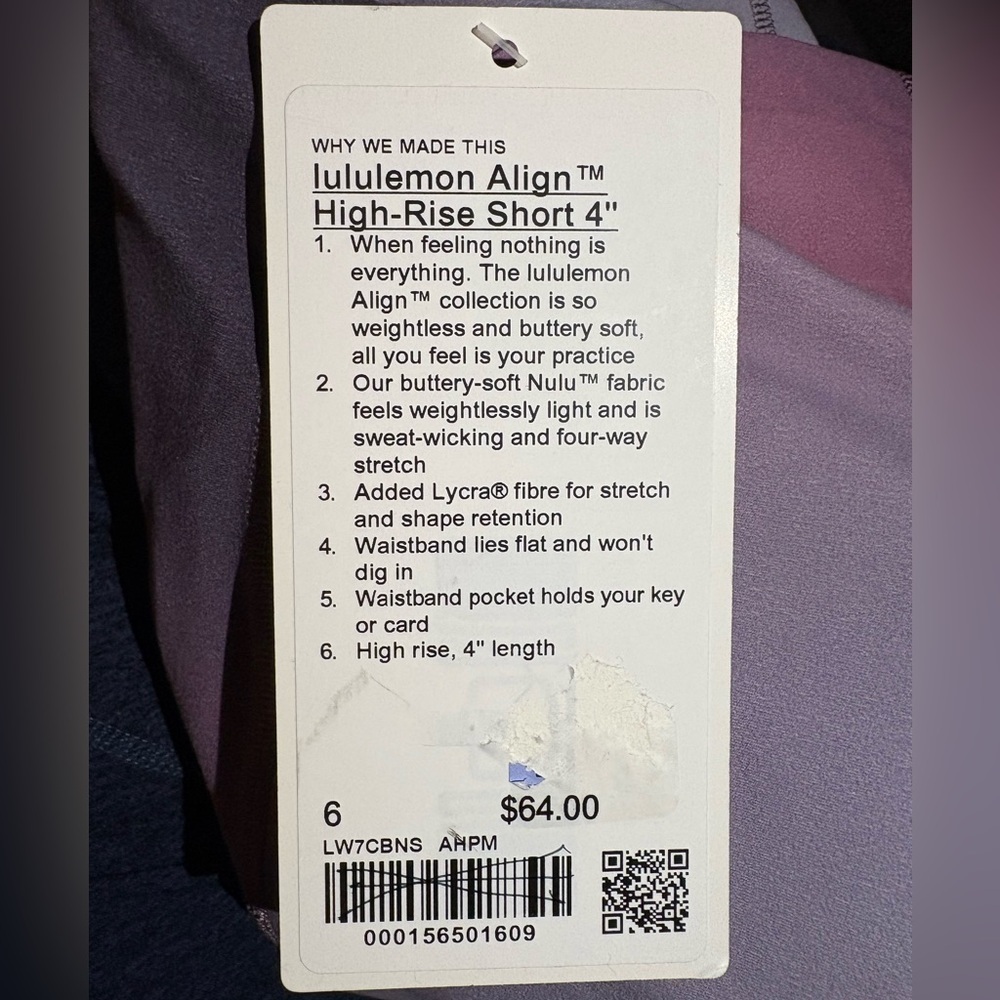 Lululemon Lululemon Align High-Rise Short 4"
Aurora Haze Purple Multi - Picture 12 of 14